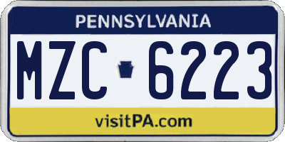 PA license plate MZC6223