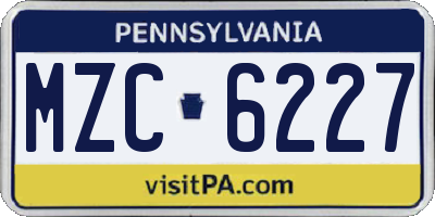 PA license plate MZC6227