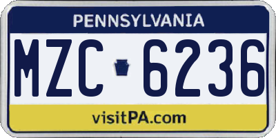 PA license plate MZC6236