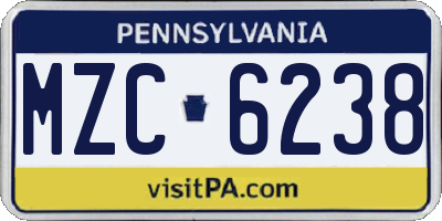 PA license plate MZC6238