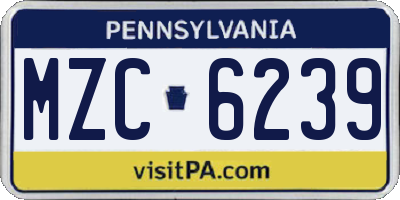 PA license plate MZC6239