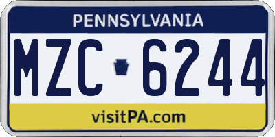 PA license plate MZC6244
