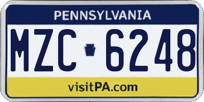 PA license plate MZC6248