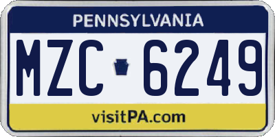PA license plate MZC6249