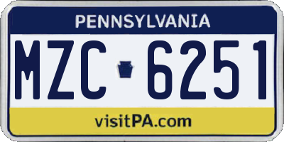 PA license plate MZC6251