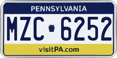 PA license plate MZC6252