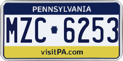 PA license plate MZC6253