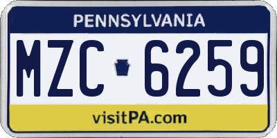 PA license plate MZC6259