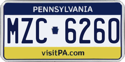 PA license plate MZC6260
