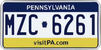 PA license plate MZC6261
