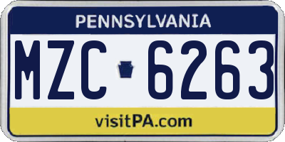PA license plate MZC6263