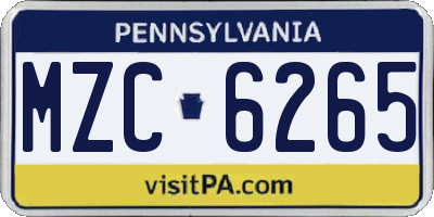 PA license plate MZC6265