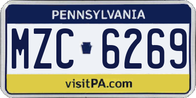 PA license plate MZC6269