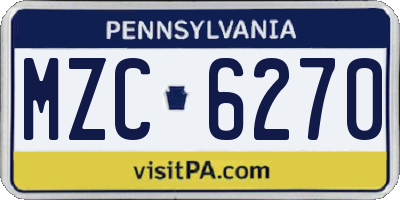 PA license plate MZC6270