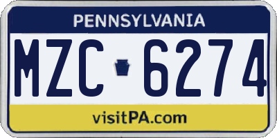 PA license plate MZC6274