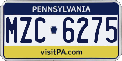 PA license plate MZC6275