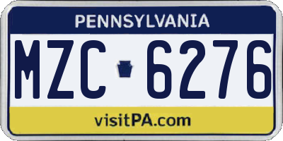 PA license plate MZC6276