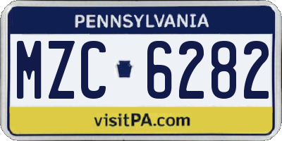 PA license plate MZC6282
