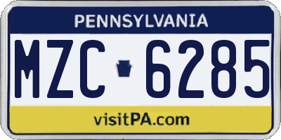 PA license plate MZC6285