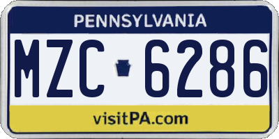 PA license plate MZC6286