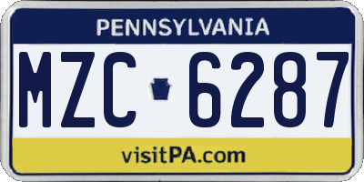 PA license plate MZC6287