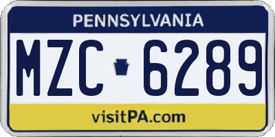 PA license plate MZC6289