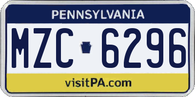 PA license plate MZC6296