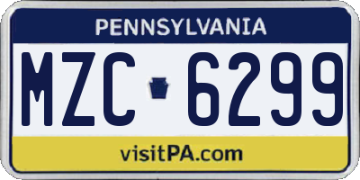 PA license plate MZC6299
