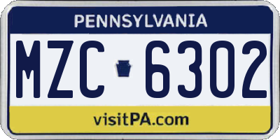 PA license plate MZC6302