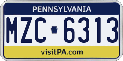 PA license plate MZC6313
