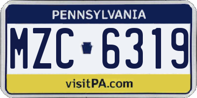 PA license plate MZC6319