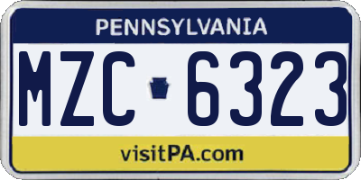 PA license plate MZC6323