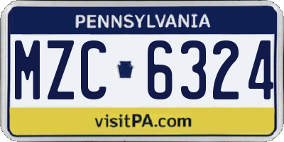 PA license plate MZC6324