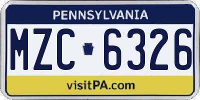 PA license plate MZC6326
