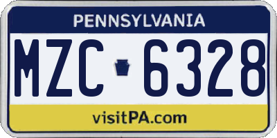 PA license plate MZC6328