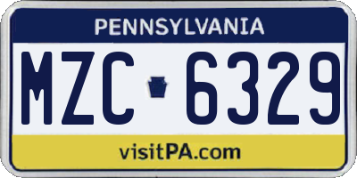 PA license plate MZC6329