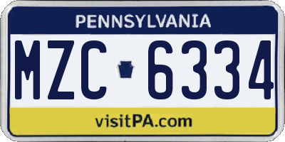 PA license plate MZC6334