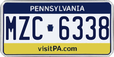 PA license plate MZC6338