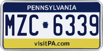 PA license plate MZC6339