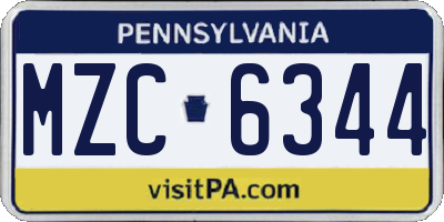 PA license plate MZC6344