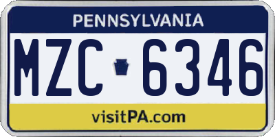 PA license plate MZC6346