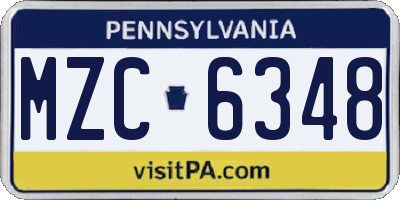 PA license plate MZC6348