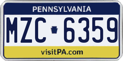 PA license plate MZC6359