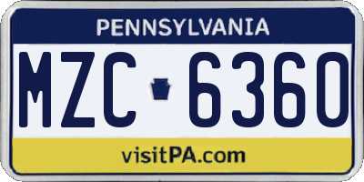 PA license plate MZC6360