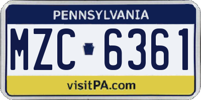 PA license plate MZC6361