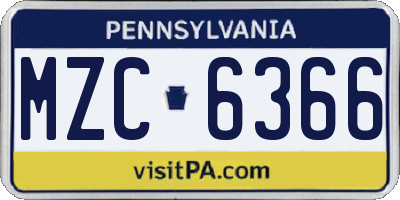 PA license plate MZC6366