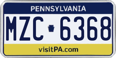 PA license plate MZC6368