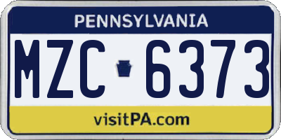 PA license plate MZC6373