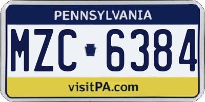 PA license plate MZC6384