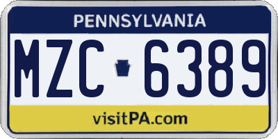 PA license plate MZC6389